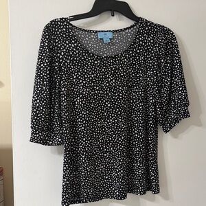 CeCe Black and White Polka Dot Women's Top